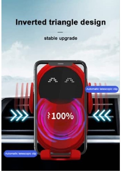 Siyah Stil Araba Kablosuz Şarj Cihazı Akıllı Kızılötesi Algılama Cep Telefonu Tutucu Hızlı Şarj Otomatik Teleskopik Braket Yaratıcı Stand (Yurt Dışından)