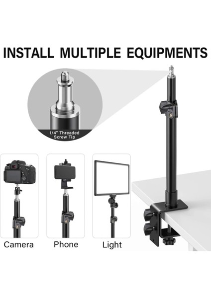 Option5 Style Evrensel Masa Masası Kelepçesi Montajı, Kamera Kamerası Için Vida Ucu ile Dslr Çoklu Montaj Halkası Işık Standı Masa Montajı (Yurt Dışından)
