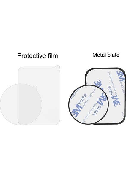 1YUVARLAK1DIKDÖRTGEN Stili Telefon Tutucu Metal Plaka Değiştirme Kitleri, Manyetik Cep Telefonu Desteği Için 3m Adhensive Araç Montaj Tutucu Aksesuarları (Yurt Dışından)