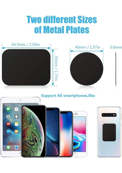 1YUVARLAK1DIKDÖRTGEN Stili Telefon Tutucu Metal Plaka Değiştirme Kitleri, Manyetik Cep Telefonu Desteği Için 3m Adhensive Araç Montaj Tutucu Aksesuarları (Yurt Dışından) fırsatları