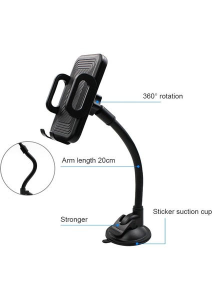 Siyah Stil Ön Cam Araç Telefonu Montajı Evrensel Cep Telefonu Tutucu Araba Için Beşik Vantuzlu Kolay Tek Dokunuşla iPhone Huawei Samsung Için (Yurt Dışından) fırsatları