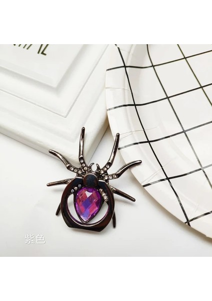Mor Tarzı Bling Kristal Elmas Metal Örümcek Parmak Yüzük Holde Döndür Cep Telefonu Parmak Standı Samsung Için iPhone Xs Max Için Gönderildi (Yurt Dışından)