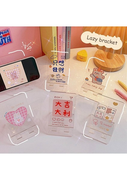 Zj3 Stili Kawaii Karikatür Akrilik Telefon Standı Tutucu Tembel Braket Montaj Masa Masası Cep Telefonu Ekran Standı Tutucu Ofis Kırtasiye (Yurt Dışından) fiyatları