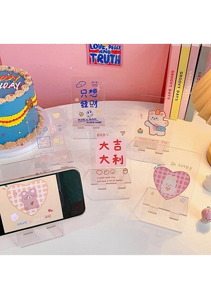 Zj3 Stili Kawaii Karikatür Akrilik Telefon Standı Tutucu Tembel Braket Montaj Masa Masası Cep Telefonu Ekran Standı Tutucu Ofis Kırtasiye (Yurt Dışından) fırsatları