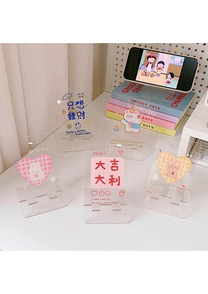 Zj3 Stili Kawaii Karikatür Akrilik Telefon Standı Tutucu Tembel Braket Montaj Masa Masası Cep Telefonu Ekran Standı Tutucu Ofis Kırtasiye (Yurt Dışından) indirimleri