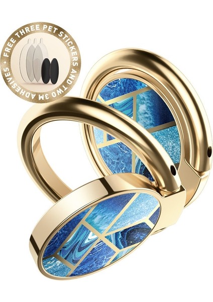 Okyanus Tarzı I-Blason Cep Telefonu Parmak Yüzük Tutacağı - Evrensel - Derece Döndürme Derecesi Flip Manyetik Arabaya Monte Edilebilir Tekme Standı (Yurt Dışından)