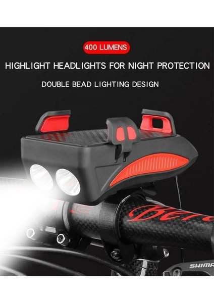 Turuncu 4000MAH Tarzı 400 Lümen Bisiklet Işık Bisiklet El Feneri LED Işlevli 4 1 Bisiklet Kornası Tutucu Güç Bankası Bisiklet Ön Lamba Telefon Standı Tutucu (Yurt Dışından) fırsatları