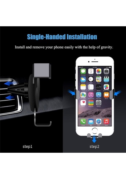 Siyah Kül Tarzı Araçta Telefon Için Yerçekimi Araç Tutacağı Havalandırma Montaj Klipsi Hücre Tutacağı Manyetik Olmayan Cep Telefonu Standı Desteği Akıllı Telefon Voiture (Yurt Dışından) modelleri