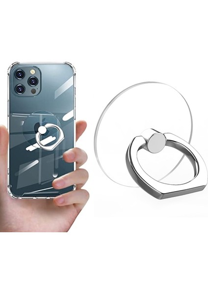 Kedi Stili Şeffaf Cep Telefonu Zil Tutucu Standı 360 Derece Döndürme Net Parmak Kavrama Kickstand Uyumlu Çeşitli iPhone Kılıfları (Yurt Dışından) modelleri