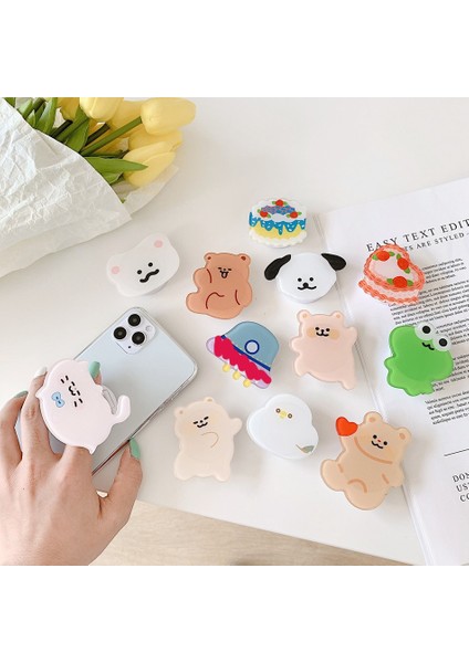 A3 Stili Evrensel Sevimli Kore Ayı Pastası Köpek Kedi Düzensiz Katlanabilir Stand Tutucu iPhone Redmi Huawei Samsung Için Telefon Braketini Genişletiyor (Yurt Dışından) fiyatları