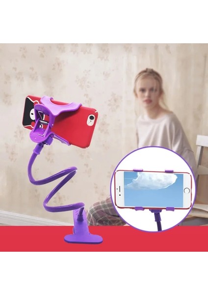 Mor Tarzı Evrensel Telefon Tutucu Yatak Klipsi Tembel Esnek Gooseneck Kelepçe Uzun Arms iPhone Android Için Montaj Yatak Masası Cep Telefonu Tutucu (Yurt Dışından) indirimleri