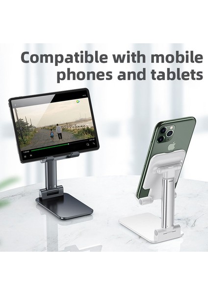 T2 Beyaz Stil Lısm Masaüstü Cep Telefonu Tutucu iPhone iPad Ayarlanabilir Tablet Için Standı Katlanabilir Masa Cep Telefonu Masa Standı Tutucu Evrensel (Yurt Dışından)