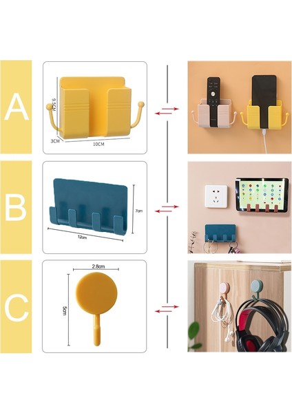 C-5pcs Pembe Tarzı Duvara Monte Organizatör Saklama Kutusu Uzaktan Kumandaya Monte Cep Telefonu Fişi Duvar Tutucu Şarj Çok Işlevli Kanca Tutucu Standı (Yurt Dışından) modelleri