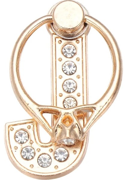 J Tarzı 1 Adet Akıllı Telefon A-Z Mektup Standı 360 Döndürme Cep Telefonu Braketi Alfabe Lüks Elmas Parmak Yüzük Tutucu Mektup Telefon Standı (Yurt Dışından)