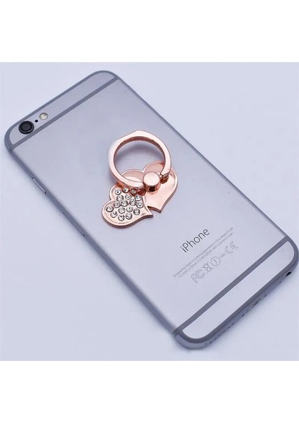 1-Rose Gold Stili Yazın Dönebilen Cep Telefonu Tutucu Kadın Kız Moda Aşk Kalp Taklidi Parmak Yüzük Toka Telefon Braketi Desteği Masaüstü Standı (Yurt Dışından)
