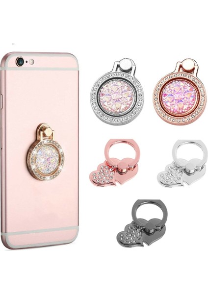 1-Rose Gold Stili Yazın Dönebilen Cep Telefonu Tutucu Kadın Kız Moda Aşk Kalp Taklidi Parmak Yüzük Toka Telefon Braketi Desteği Masaüstü Standı (Yurt Dışından) indirimleri