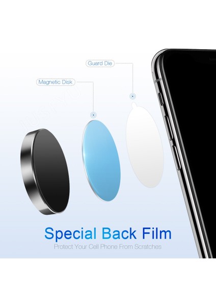 2 Yuvarlak 2 Dikdörtgen Stili 3m Metal Plaka Disk Demir Levha Mıknatıs Cep Cep Telefonu Tutucu Manyetik Araba Hava Firar Montaj Telefon Standı Montaj Desteği (Yurt Dışından) modelleri