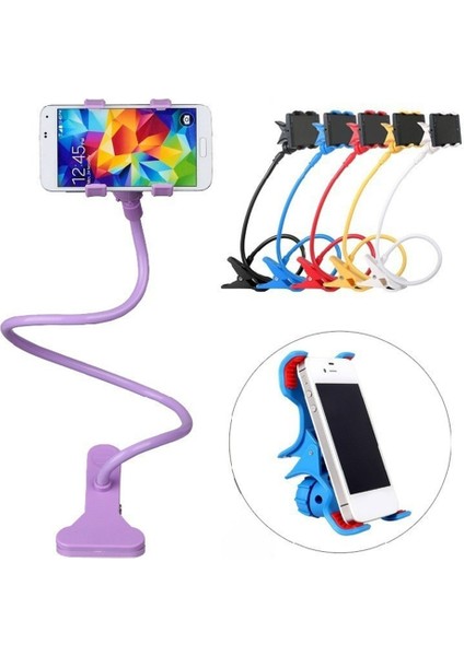 No.5 Tarzı Evrensel Telefon Tutucu Esnek Dudaklı Cep Cep Telefonu Tutucu Tembel Yatak Masaüstü Braketi Montaj Standı Standı Taban Braketi (Yurt Dışından) fırsatları