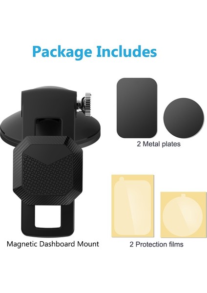 Siyah Stil Araba Manyetik Vantuz Telefon Tutucu iPhone 11 Pro Nano Tutucu Ön Cam Dashboard Ayarlanabilir Sürgülü Manyetik Telefon Standı (Yurt Dışından)