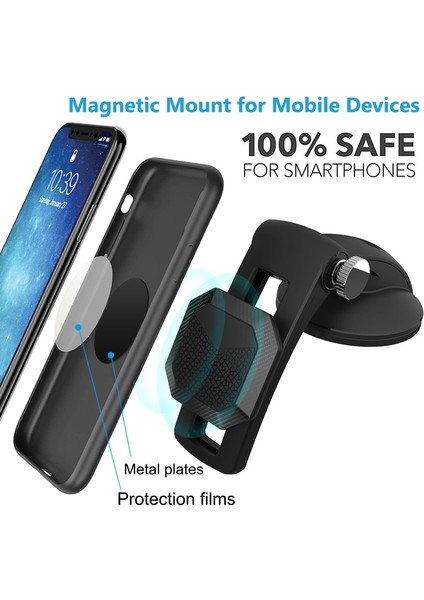 Siyah Stil Araba Manyetik Vantuz Telefon Tutucu iPhone 11 Pro Nano Tutucu Ön Cam Dashboard Ayarlanabilir Sürgülü Manyetik Telefon Standı (Yurt Dışından) modelleri