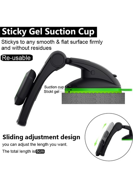 Siyah Stil Araba Manyetik Vantuz Telefon Tutucu iPhone 11 Pro Nano Tutucu Ön Cam Dashboard Ayarlanabilir Sürgülü Manyetik Telefon Standı (Yurt Dışından) indirimleri