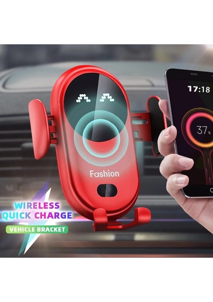 Sarı Havalandırma Tipi Stili Fashio Qi Otomatik Sıkma 10W Hızlı Kablosuz Şarj Araç Tutucu Akıllı Kızılötesi Sensör Hava Firar Montaj Cep Telefonu Standı (Yurt Dışından)