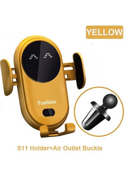 Sarı Havalandırma Tipi Stili Fashio Qi Otomatik Sıkma 10W Hızlı Kablosuz Şarj Araç Tutucu Akıllı Kızılötesi Sensör Hava Firar Montaj Cep Telefonu Standı (Yurt Dışından) fiyatları