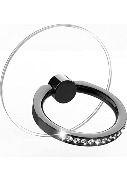 Siyah Stil Elmas Cep Telefonu Zil Tutacağı Stand Şeffaf Parmak Tutacağı Net 360 Derece Döndürme Kickstand Uyumlu Iphone'lar (Yurt Dışından)