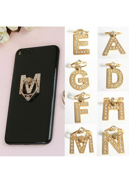Bir Stil 360 Döndürme Evrensel Akıllı Telefon A-Z Mektup Standı Çok Fonksiyonlu Cep Telefonu Braketi Alfabe Lüks Elmas Parmak Yüzük Tutucu (Yurt Dışından) modelleri