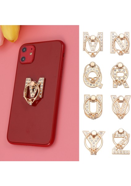 Bir Stil 360 Döndürme Evrensel Akıllı Telefon A-Z Mektup Standı Çok Fonksiyonlu Cep Telefonu Braketi Alfabe Lüks Elmas Parmak Yüzük Tutucu (Yurt Dışından) indirimleri
