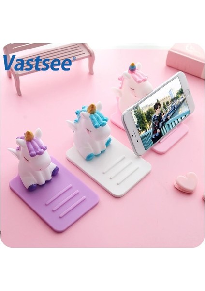 Pembe Tarzı Sevimli Kaymaz Unicorn Telefon Standı Cep Telefonu Tutucu Destek Masası Dekor Telefon Braketi IPhone x Xr 8 Xiaomi Huawei Samsung (Yurt Dışından) fiyatları