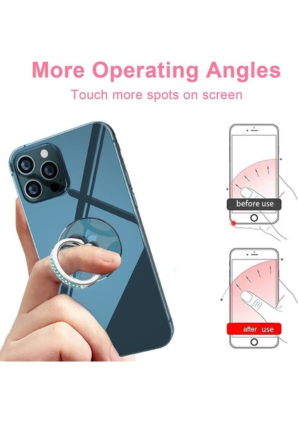 Akuamarin Pırlanta Stili Cep Telefonu Zil Tutacağı Stand Elmas Şeffaf Parmak Tutacağı Net 360 Derece Döndürme Kickstand Uyumlu Iphone'lar (Yurt Dışından) fırsatları