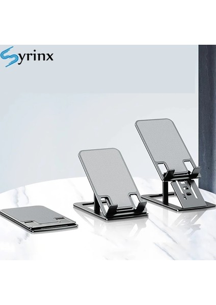 Plastik Siyah Stil 2021 Ultra-Ince Mini Katlanabilir Masa Telefon Tutucu Montaj Standı IPhone 12 Pro Için Mobil Ayarlanabilir Tablet Desteği Masaüstü Tutucu (Yurt Dışından) modelleri