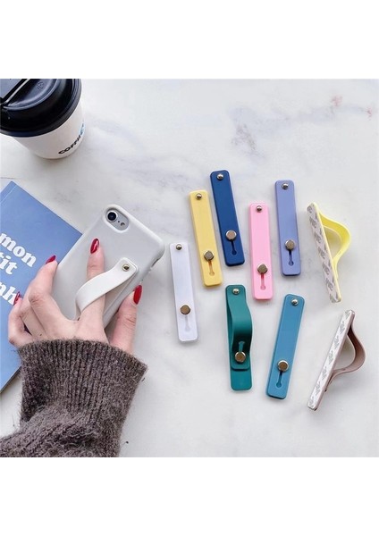 No.16 Tarzı Silikon Bileklik Parmak Yüzük Kavrama Cep Telefonu Tutucu Standı Itme Çekme Etiket Yapıştır Evrensel El Bandı Telefon Tutucu Braketi (Yurt Dışından)