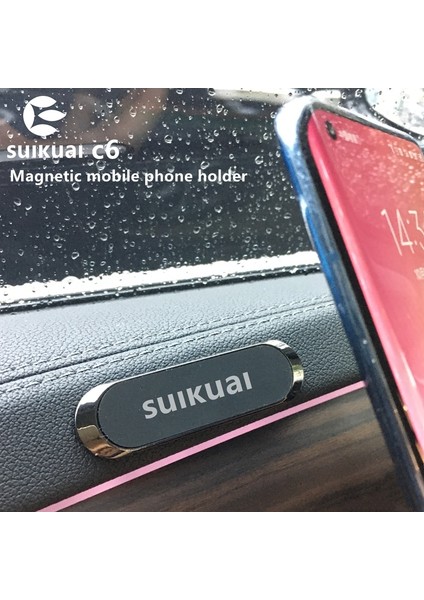 C6 Tabanca Renk Stili Suikuai C Yeni Manyetik Araç Telefonu Tutucu Dönebilen Şerit Şekli Standı Metal Güçlü Mıknatıs Gps Araç Montaj Oto Evrensel (Yurt Dışından) fiyatları