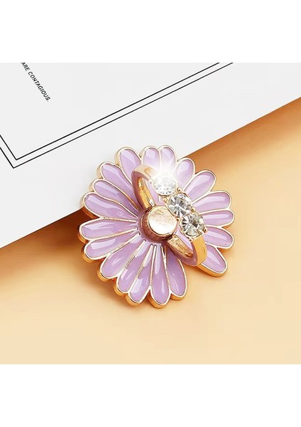 Mor - Küçük Papatya Stili Parmak Yüzük Tutucu Standı gr Cep Telefonu Araba Için Döner Manyetik Dağı Ayı Telefon Arka Sticker Pad Evrensel Braket (Yurt Dışından)