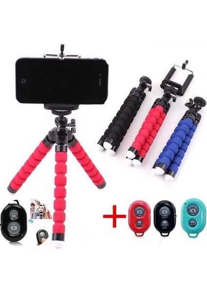 Tek Braket Siyah Stil Cep Telefonu Tutucu Esnek Ahtapot Tripod Cep Telefonu Kamerası Için Braket Selfie Standı Monopod Desteği Fotoğraf Uzaktan Kumanda (Yurt Dışından)