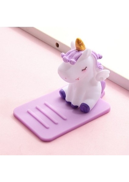 Mor Tarzı Sevimli Kaymaz Unicorn Telefon Standı Cep Telefonu Tutucu Destek Masası Dekor Telefon Braketi IPhone x Xr 8 Xiaomi Huawei Samsung (Yurt Dışından)