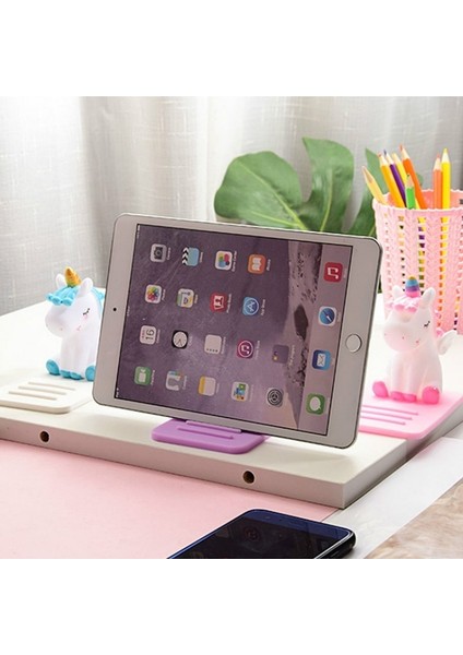 Mor Tarzı Sevimli Kaymaz Unicorn Telefon Standı Cep Telefonu Tutucu Destek Masası Dekor Telefon Braketi IPhone x Xr 8 Xiaomi Huawei Samsung (Yurt Dışından) modelleri