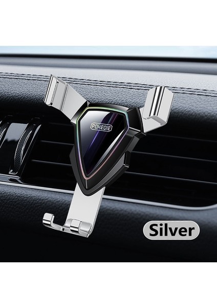 Gümüş Tarzı Evrensel Kaymaz Araç Telefonu Tutucu Hava Soketi Montaj Klipsi Kelepçe Ayarlanabilir Cep Telefonu Standı Braketi Gps Araba Styling Araçları (Yurt Dışından)