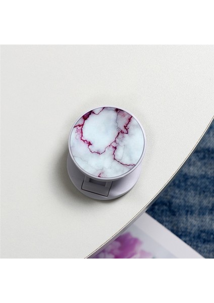 Kbd-Zdzjbai-Stbaiho Stili Lüks Mermer Genişleyen Telefon Standı Kavrama Parmak Rring Desteği iPhone Için Düşme Önleyici Yuvarlak Katlanabilir Cep Telefonu Tutucu (Yurt Dışından)