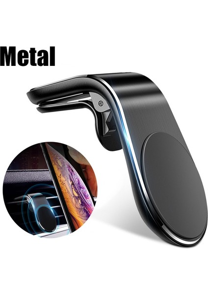 Metal Plaka Stili Arabada Manyetik L-Tipi Telefon Tutacağı Akıllı Telefon Standı Araç Montaj Klipsi Manyetik Telefon Tutacağı Tüm Modellere Uygun Cep Telefonu iphone (Yurt Dışından) fırsatları