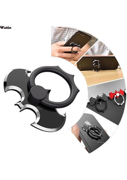 Siyah Stil Yarasa Parmak Yüzük Tutucucell Cep Telefonu Masaüstü Standı Montaj iPhone 11X 8 7 Xs Bat Metal Akıllı Telefon 360 Derece Masa Tutucu (Yurt Dışından) indirimleri