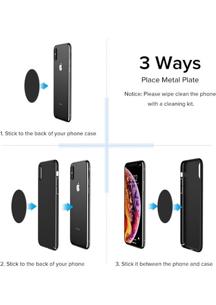 Stickery-4 Paket Stili Supteack Metal Plaka Disk Manyetik Araç Tutucu Için Demir Levhalar Sticker Mıknatıs Cep Telefonu Tutucu Araba Hava Montaj Standı (Yurt Dışından) indirimleri