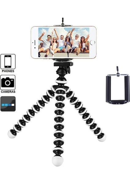 Siyah ve Klip Stili Evrensel Akıllı Telefon Spor Kamera Standı Klipsli Mini Ahtapot Tripod Tutucu Cep Telefonu Tripod Gorillapod iPhone Huawei Için (Yurt Dışından) indirimleri
