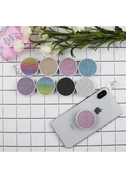 Altın Tarzı 1 Adet Glitter Yuvarlak Cep Telefonu Standı Katlanır Streç Braket Telefon Tutucu Desteği (Yurt Dışından) fiyatları