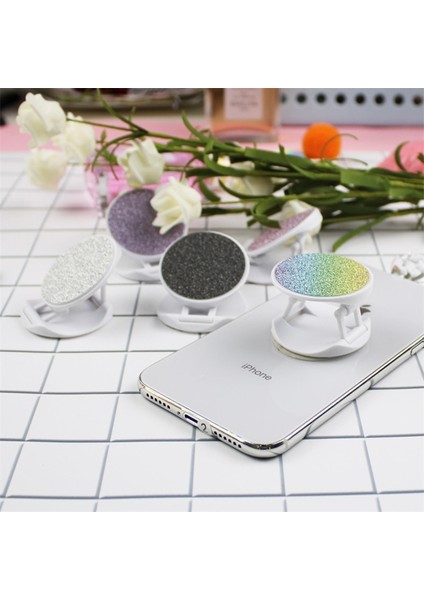 Altın Tarzı 1 Adet Glitter Yuvarlak Cep Telefonu Standı Katlanır Streç Braket Telefon Tutucu Desteği (Yurt Dışından) fırsatları