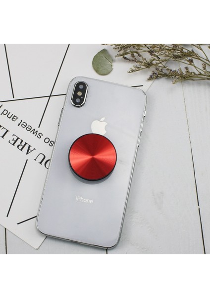 Katlanır Kırmızı Stil 1 Adet Metal Plaka Yuvarlak Cep Cep Telefonu Katlanır Streç Braket Telefon Tutucu Desteği (Yurt Dışından)