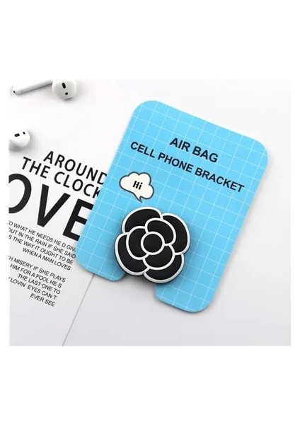 Siyah Çiçekler Stili Lüks Sevimli Karikatür Parmak Cep Telefonu Kolu Braketi iPhone Cep Telefonu Aksesuarı Genişleyen Stand Telefon Mobil Standı (Yurt Dışından)