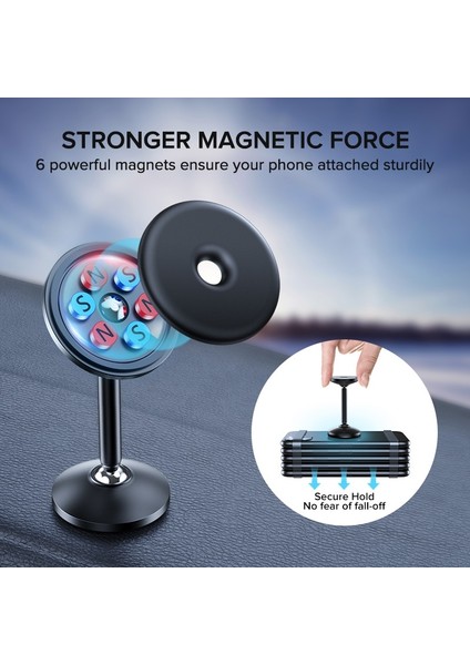 Metal Plaka Stili Zsuxtcalüminyum Alaşım Uzun Boylu Manyetik Araç Telefonu Tutucu Çift 360 Döndürme Topu Pano Montaj Standı Braketi Mobil Tutucu Standı (Yurt Dışından) fiyatları